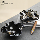 水晶琉璃抽象摆件别墅样板间洽谈桌雪茄烟灰缸中古风书房台面软装