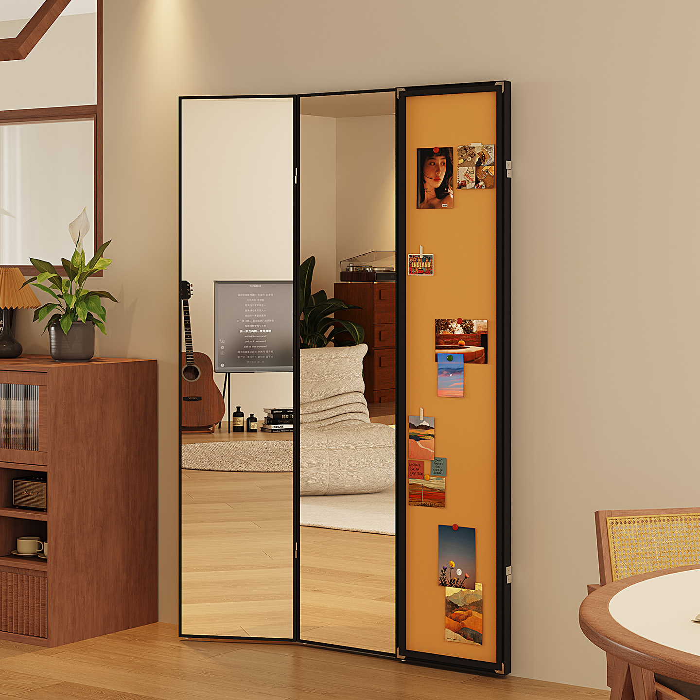 中古风折叠全身镜家用diy装饰镜