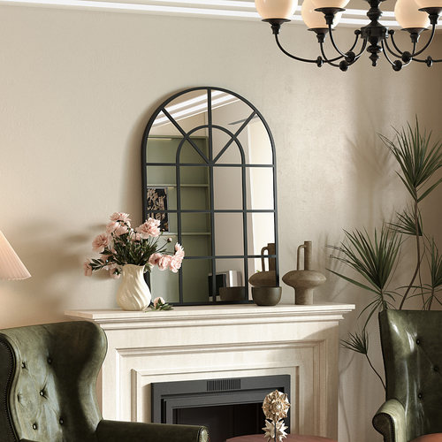 壁炉装饰镜家用法式复古格子镜