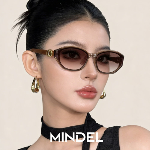 复古茶色猫眼墨镜女2026新款方圆脸显小高级感防晒紫外线太阳镜潮