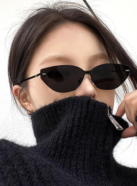 美式复古Y2K猫眼墨镜女2025新款高级感科技窄框太阳眼镜防紫外线