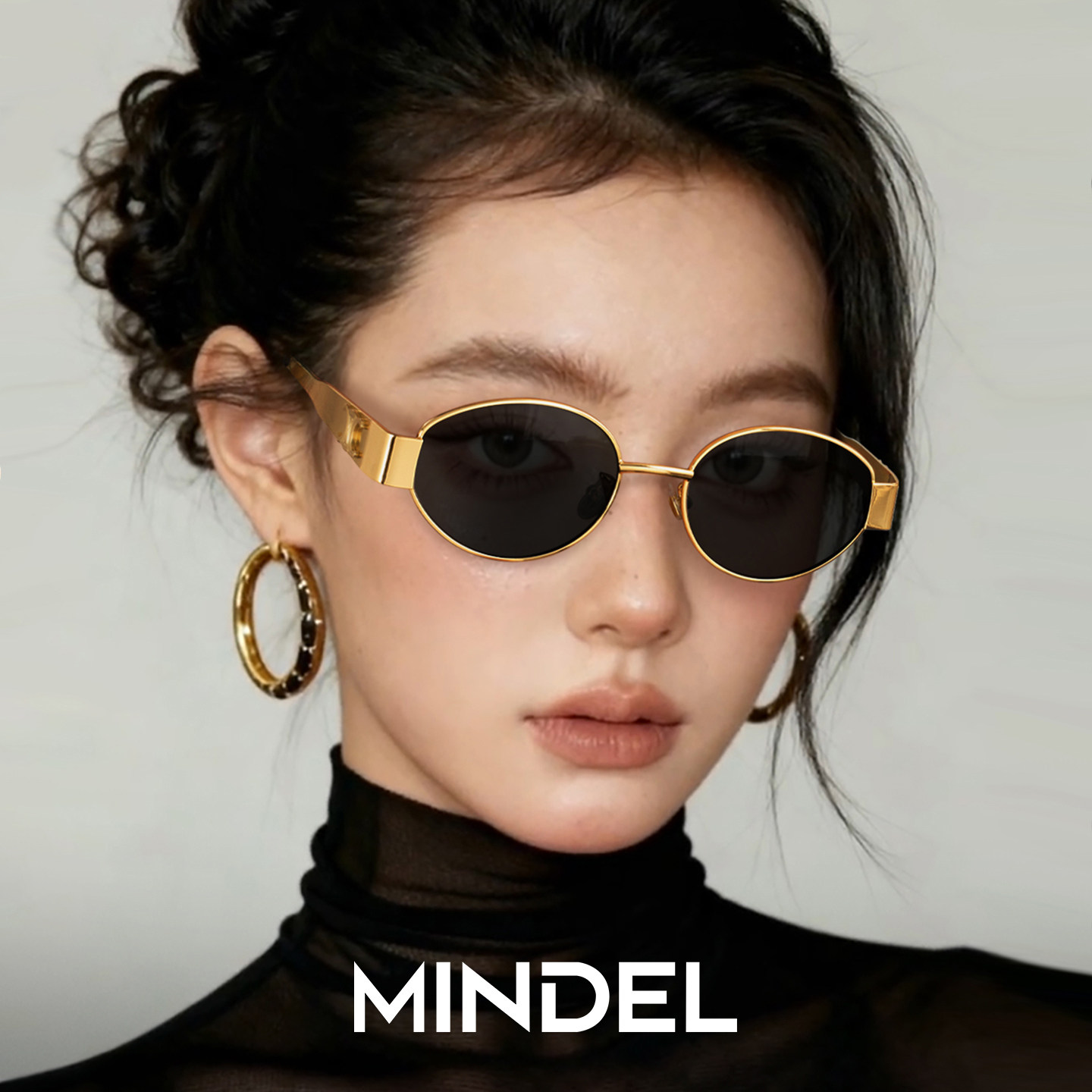 法式复古老钱风金属墨镜女偏光镜椭圆形小框防晒防紫外线太阳眼镜