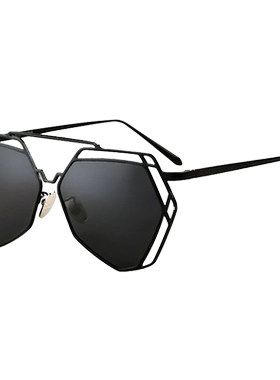 夏季黑色镂空设计感古着眼镜