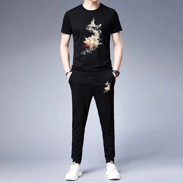 新款运动套装男夏季潮流夏装短袖衣服夏天男士长裤休闲套装两件套