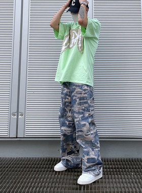 YZL工坊原创美式迷彩多口袋工装直筒长裤男女2023流行国潮裤子ins