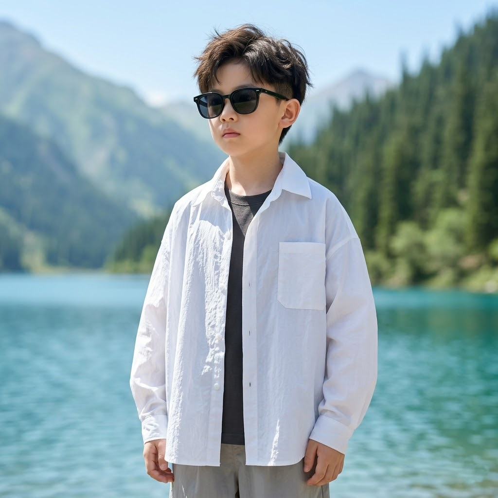 男童防晒衣夏季超薄长袖户外防晒服透气衬衫式外套防晒衫冰丝速干