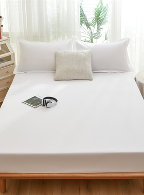 酒店布草纯白色床笠全包防滑宾馆民宿床单人床垫保护套防尘隔脏罩