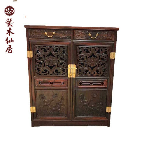 红木鞋柜家用门口门厅柜多功能鞋架中式实木鞋柜大红酸枝交趾黄檀 - 封面