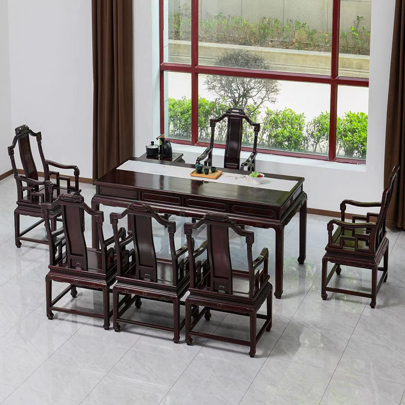 印度小叶紫檀香馨茶桌椅组合檀香紫檀客厅干泡茶台八件套红木家具