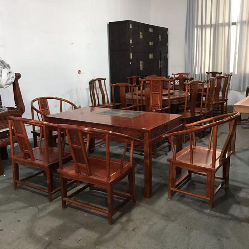 非洲花梨木泡茶桌七件套中式茶桌椅组合客厅泡茶桌茶艺桌红木家具