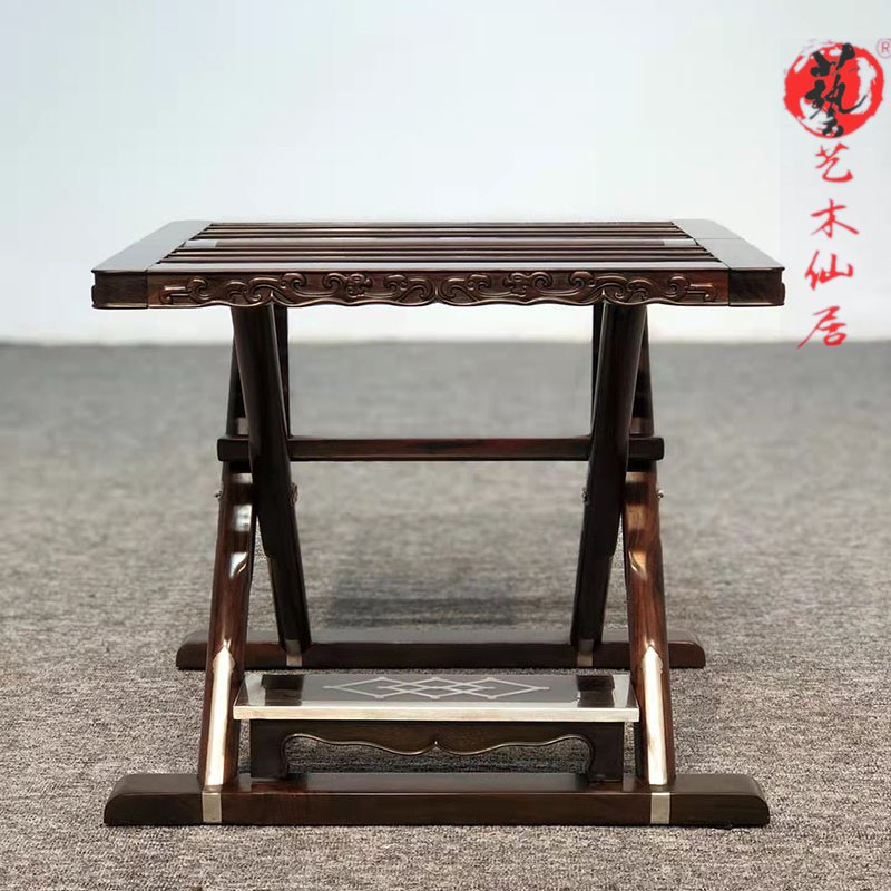 大红酸枝折叠马扎中式古典红木家具实木交趾黄檀便携红木钓鱼凳