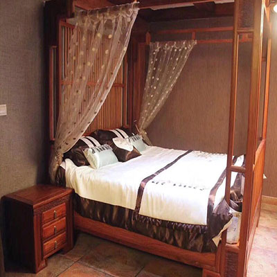 新中式刺猬紫檀双人床非洲花梨架子床仿古拔步床实木床红木家具