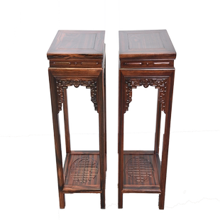 阔叶黄檀红木花架中式实木雕花客厅落地盆景架印尼黑酸枝花架