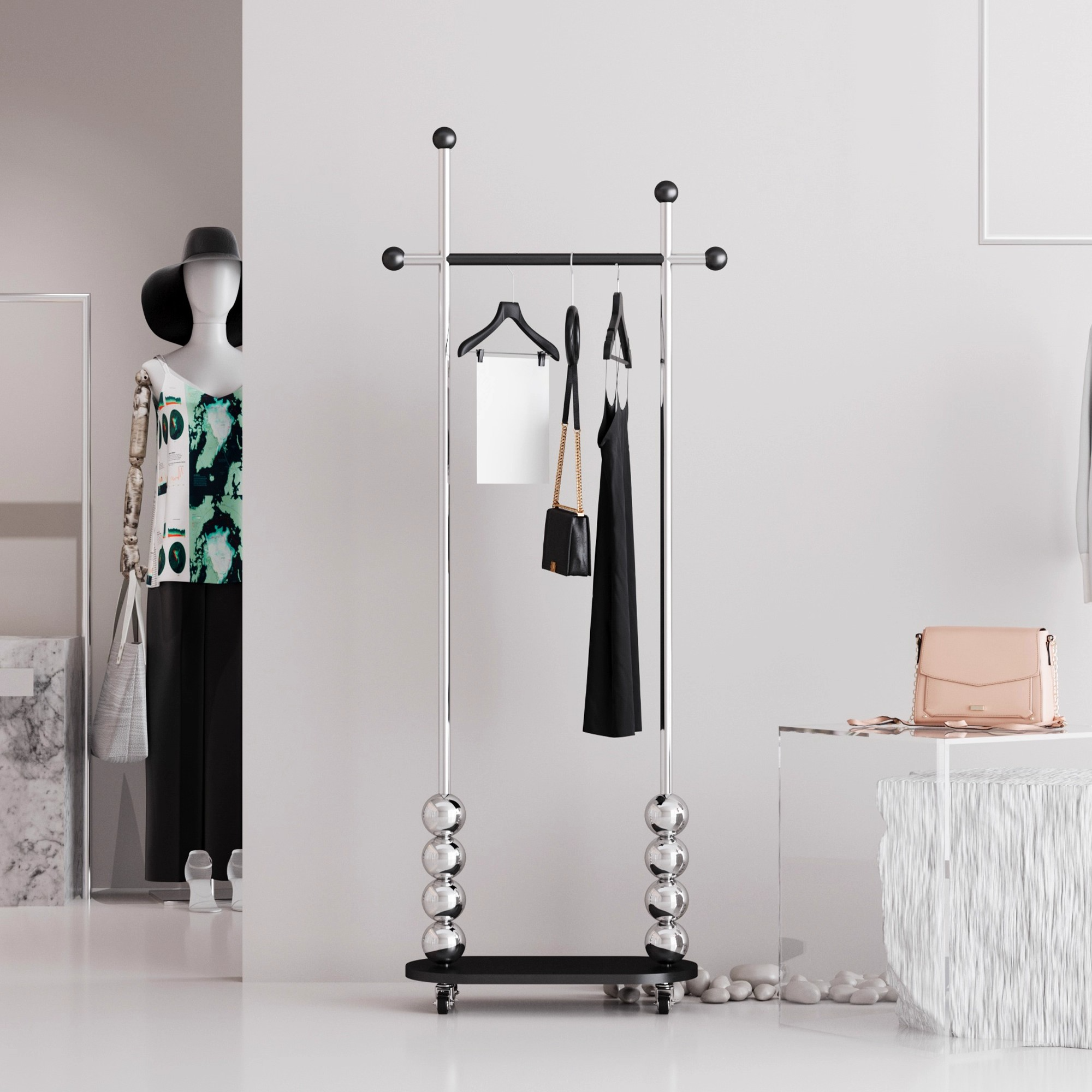 不锈钢落地式服装展示架