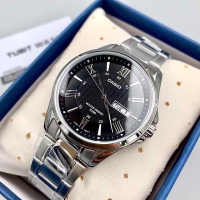 卡西欧CASIO MTP-1384D-1A 时尚休闲商务指针式钢带石英手表