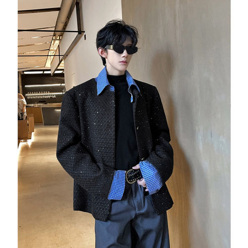 秋季男小香风短款可拆拼接夹克