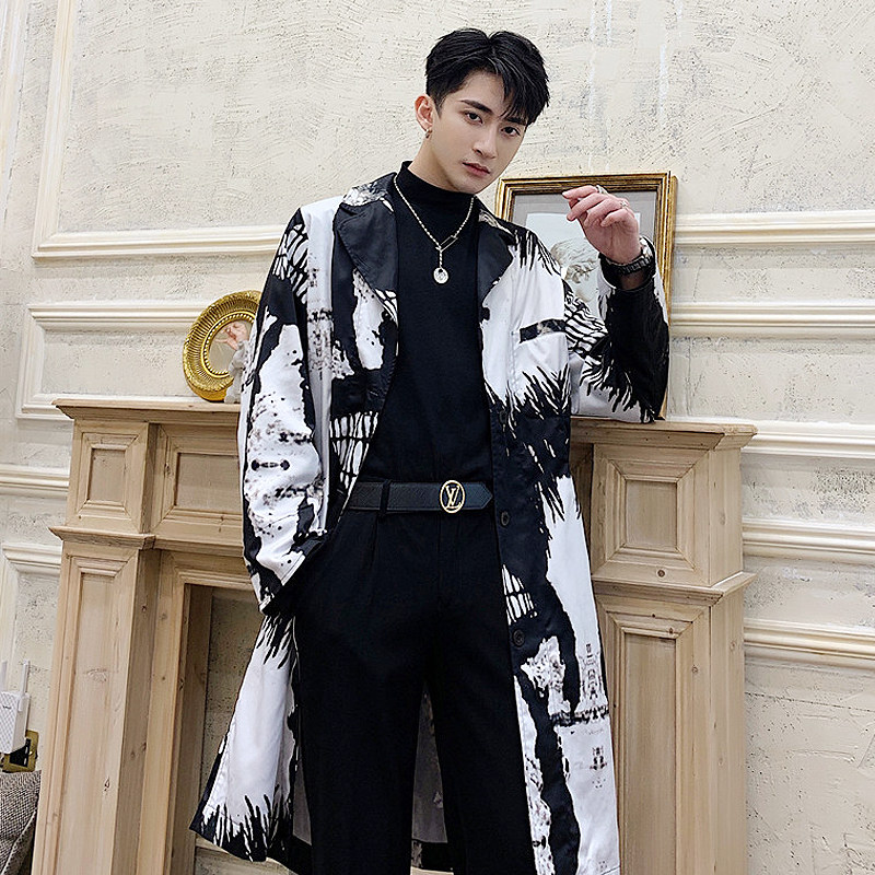 Retro British style printing Windbreaker Mid length version Trend Famous spring and autumn Thin section handsome overcoat fashion coatin the Men's clothing, Windbreaker  category - from Buy2taobao.com to provide professional Taobao agent buy service
