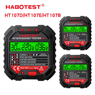 华博HT107D/HT107E插座检测器验电器测试电源极性检测器HABOTEST
