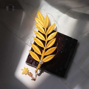 麦叶别针缠花diy材料包麦穗日常国风压襟旗袍配饰免剪裁纸有教程