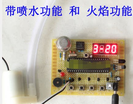 51单片机火灾报警器系统智能烟雾温度检测火焰喷水灭火设计散件
