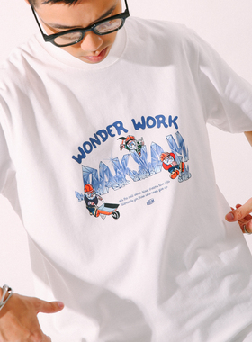 DAKYAM(达人)Wonder Work Worker 宝石矿工插画印花纯棉短袖TEE恤