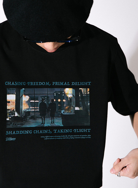 DAKYAM(达人)World Collapse 信仰大厦崩塌烟火印花宽松短袖TEE恤