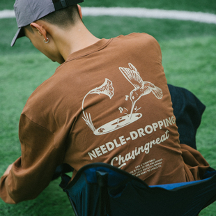 蜂鸟黑胶曼陀罗花印花长袖 DAKYAM Needle Dropping TEE恤 达人