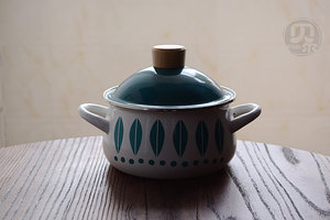 一米搪瓷、微瑕北欧风18CM小清新叶子珐琅汤锅甜品小炖锅加高加厚