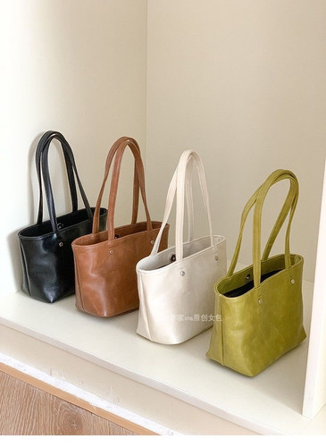 包包女2025新款韩版小众油蜡皮迷你托特包时尚通勤百搭单肩腋下包