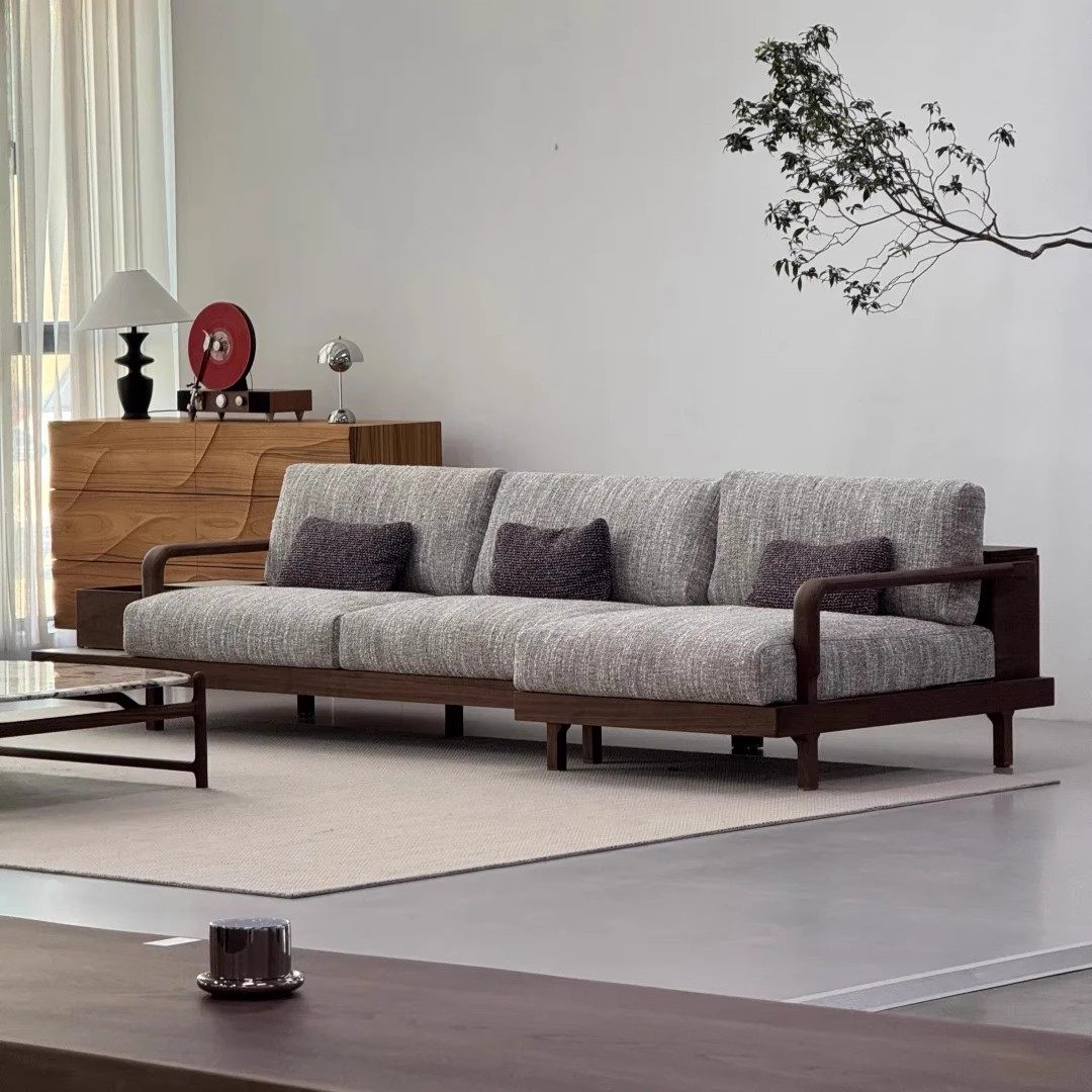 定制高端北美黑胡桃木禅意白蜡木沙发茶几组合宋式美学客厅家具,住宅家具,实木沙发,淘宝优惠券,粉丝福利购,淘宝优惠卷