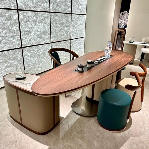 黑桃木实木茶桌椅组合烧水壶一体茶台简约家用阳台客厅高级泡茶桌