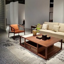 新中式全实木沙发茶几组合高端别墅家用客厅现代家具黑胡桃木定制