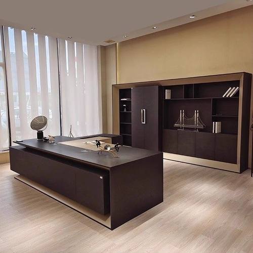 北美黑胡桃木定制白蜡木实木轻奢老板总裁桌宋式美学大班台办公桌