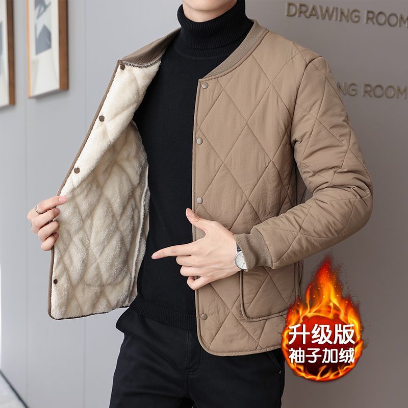 加绒加厚男秋冬短款保暖棉衣外套