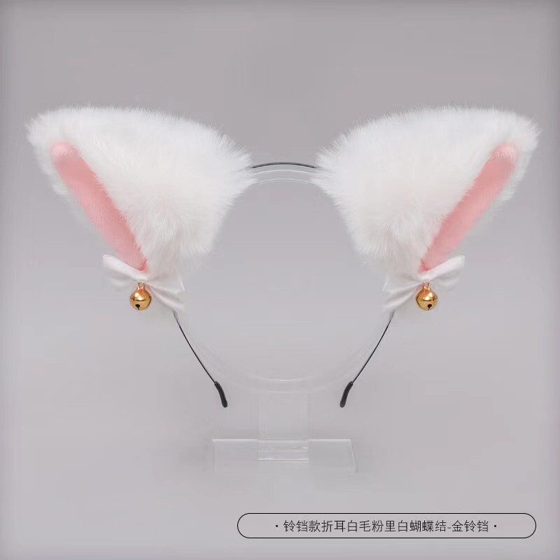 新疆仓毛绒猫耳头饰情趣兽耳狐狸耳朵发箍女款款发卡白色猫娘cos