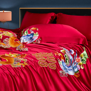 枕水人家重磅真丝四件套100%桑蚕丝床单被套丝滑丝绸高端床上用品