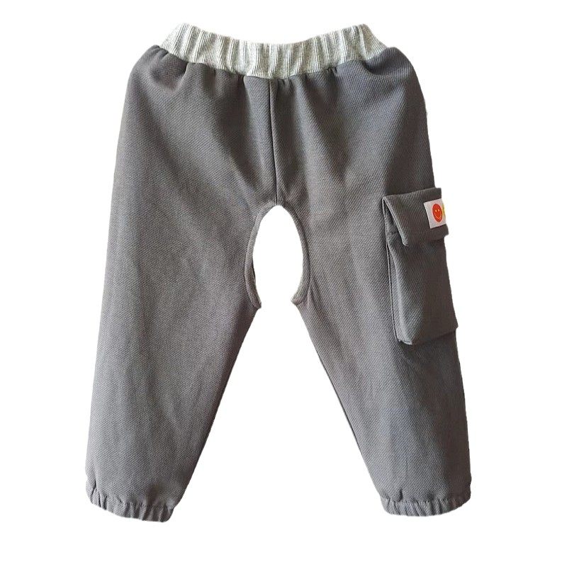 春秋新款儿童裤1到3岁男童裤运动裤双层厚长裤小孩裤子幼儿开裆裤