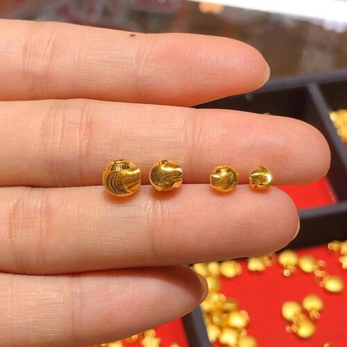 克拉汇足金999小金珠 送礼金豆手链DIY手串 黄金转运珠光珠猫眼珠
