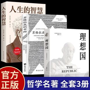 全3册 理想国柏拉图原版正版和苏格拉底的申辩 人生的智慧叔本华 推荐外国西方哲学书籍罗翔老师同款西方哲学故事哲学