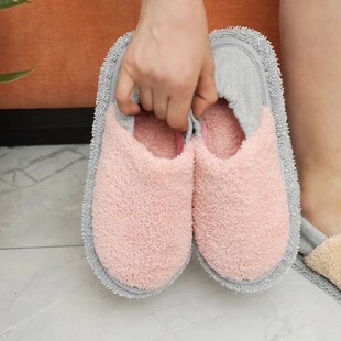 冬季新款吸水懒人擦地拖鞋可拆洗静音保暖扫地拖把可拆卸更换鞋底