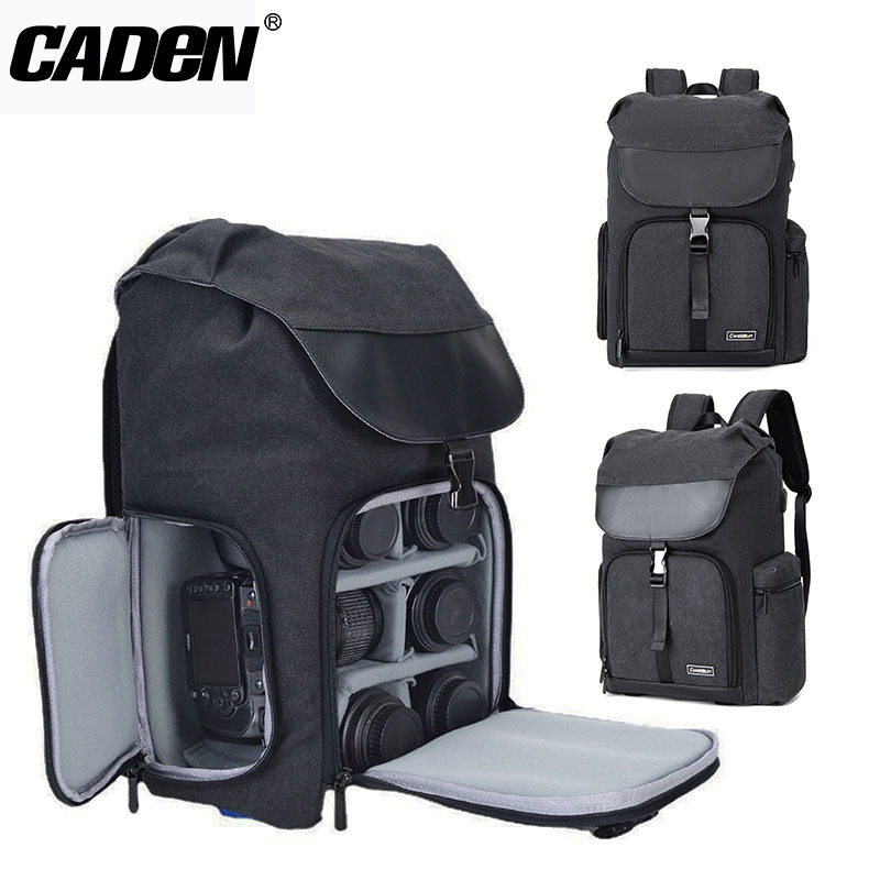CADeN卡登双肩帆布单反相机包 户外大容量相机背包上下分仓摄影包图片