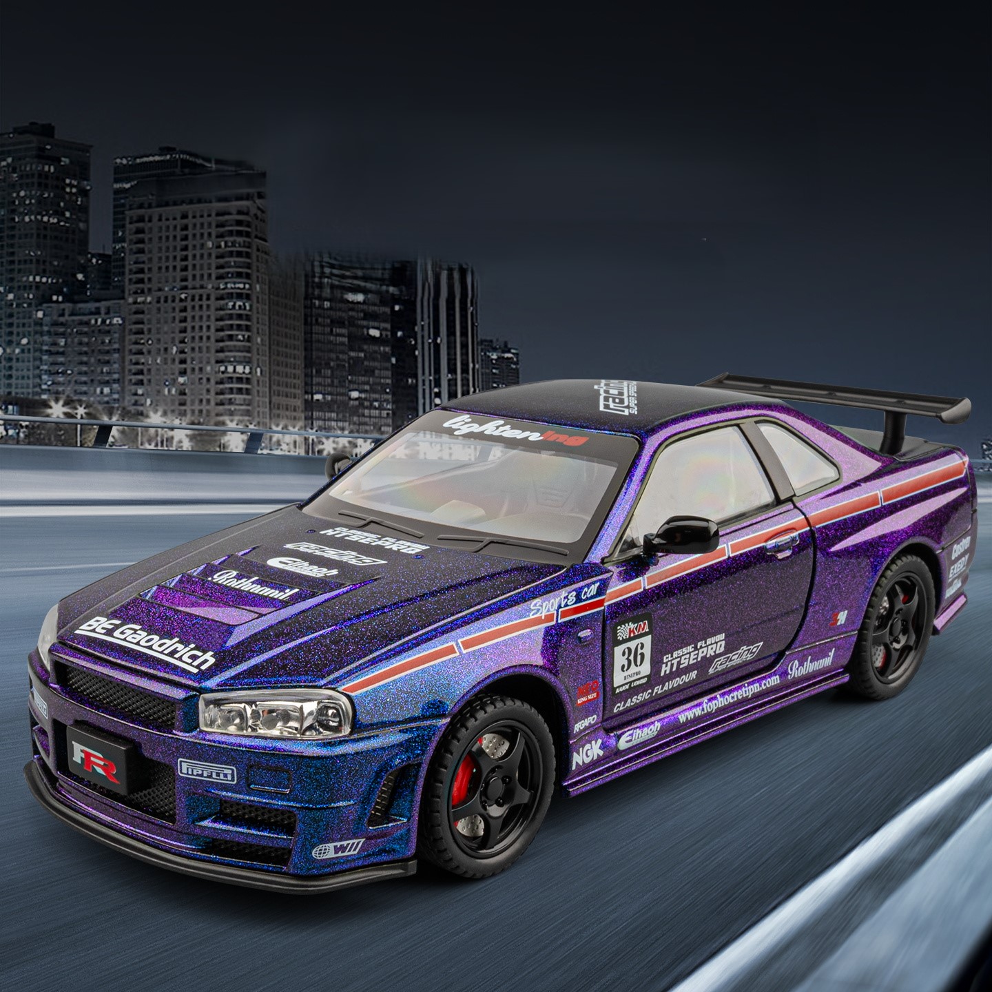 1：24日产尼桑GTR-R34拉花版车模