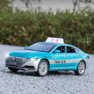 仿真合金大众出租车六开门儿童汽车模型 士绿色蓝色男孩玩具车