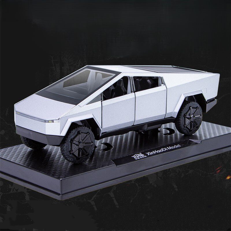 特斯皮卡模型合金玩具车男孩仿真儿童小汽车模型收藏带摩托车模