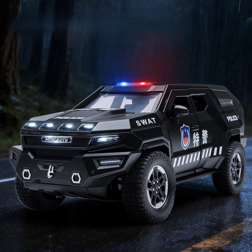 1:24雷滋瓦尼复仇者警车模型仿真合金越野车男孩摆件儿童玩具车