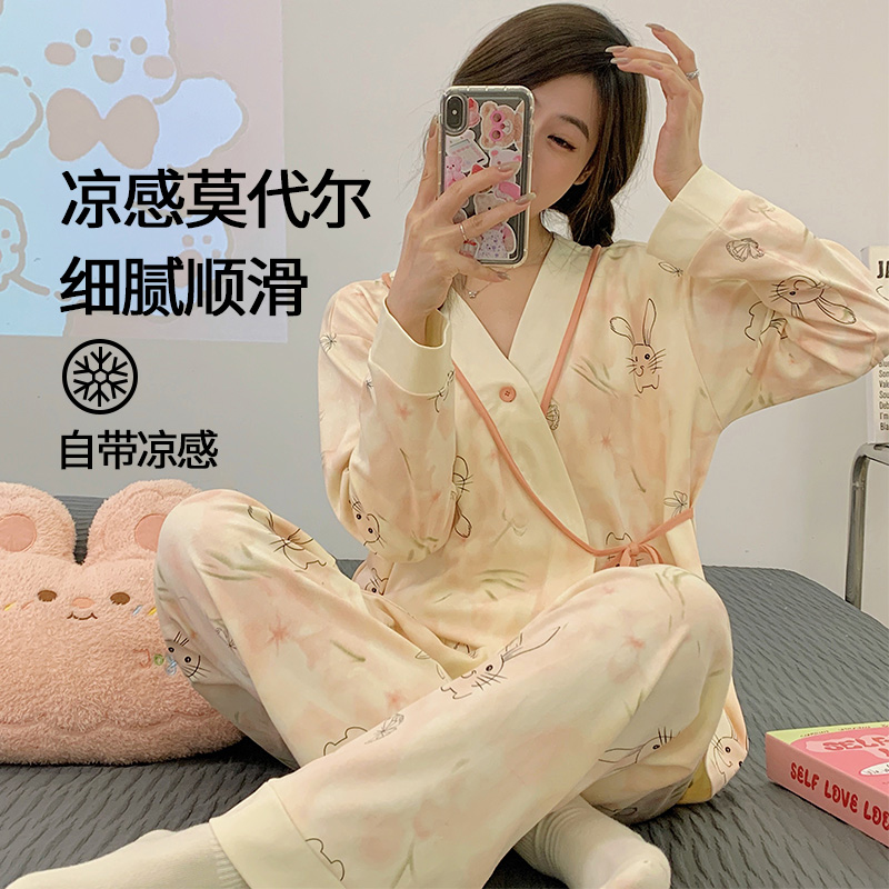 涼且透氣莫代爾居家夏天月子服