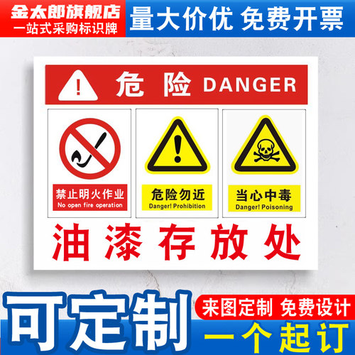 油漆瓶存放处标识牌安全警示牌
