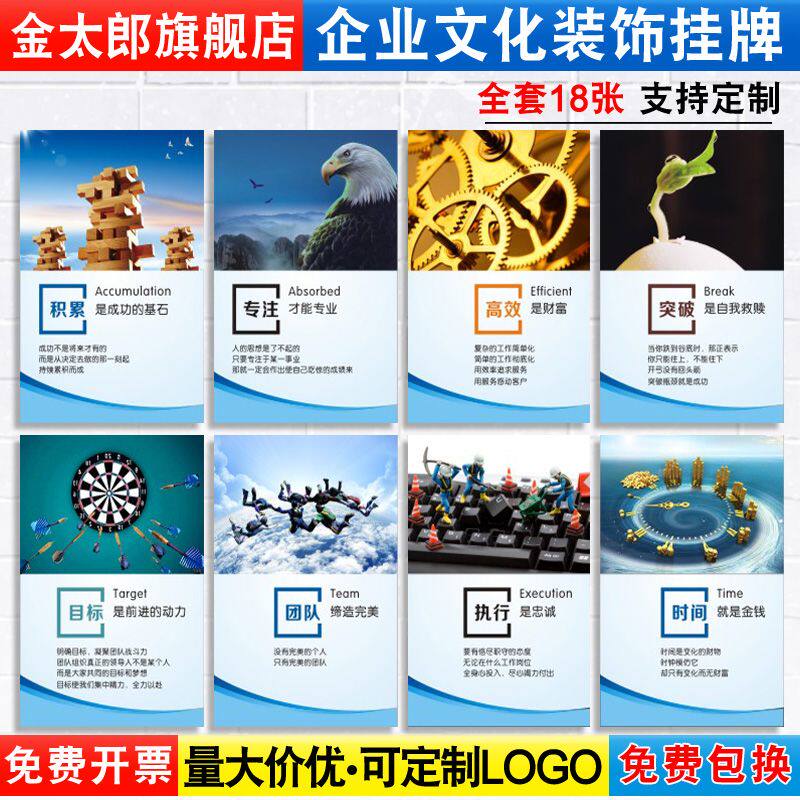 团队目标高效企业办公室文化宣传标语挂图公司员工励志海报会议室装饰贴纸墙贴画标识牌提示指示标志挂牌定制