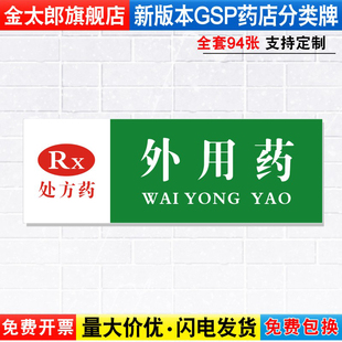 外用药处方药药店药品分类分区标识牌药房分组药柜分区域GSP认证标签贴纸标贴标语标志提示牌子YP1-43