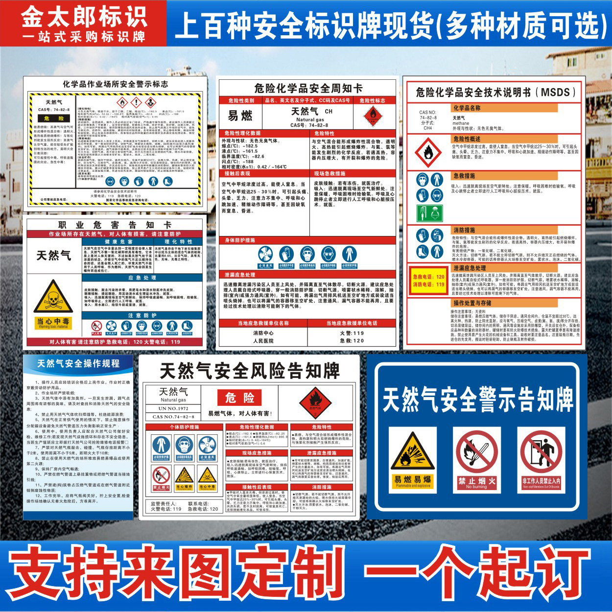 天然气职业病危害告知牌卡全套